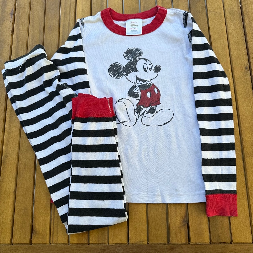 Kids Hanna Andersson Long John Pajama Set | size 8 | Mickey Mouse print